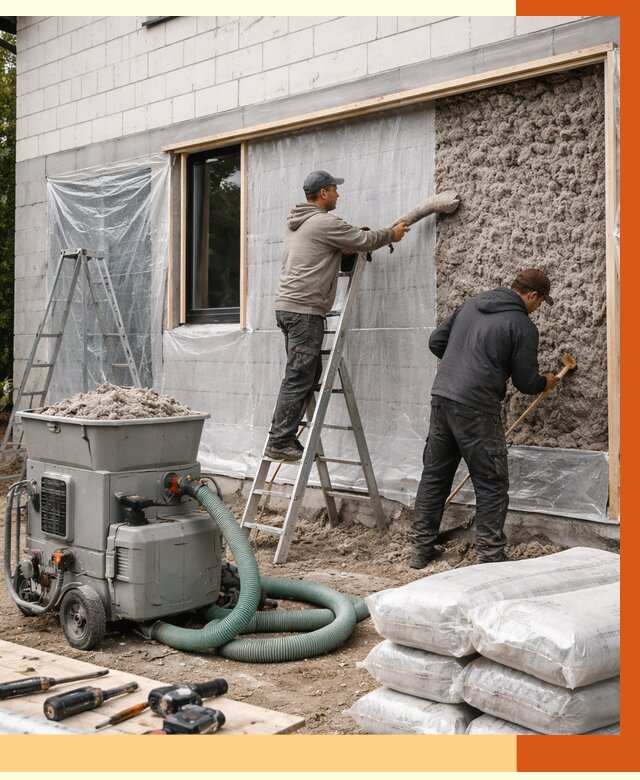 Утепление дома из газобетона эковатой в Кореновске от 4664 руб./м2 | ТепломастерКнв