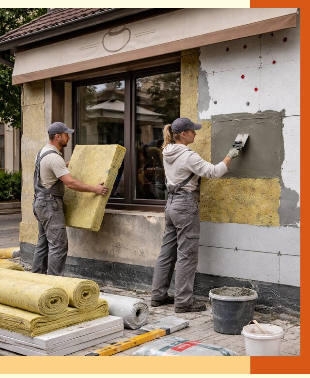 Утепление кафе в Кореновске от 4353 руб/м2 — комплексно под ключ | ТепломастерКнв